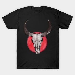 Cow Skull In Red Circle T-Shirt